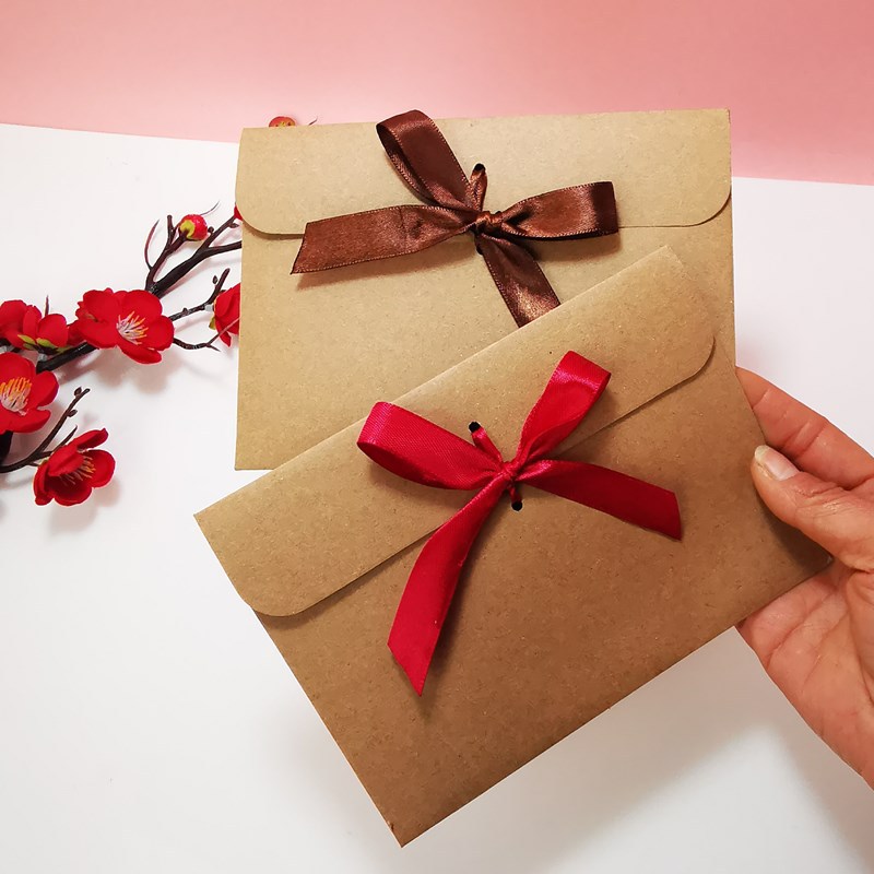 Letter Envelope Kraft - 10 個レトロクラフト封筒バッグリボンボウ CD ホルダーグリーティングカードギフト包装結婚式誕生日フェスティバル記念品用