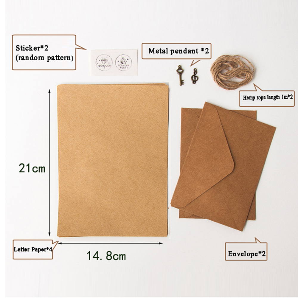 Letter Envelope Kraft - ヨーロッパスタイルの招待状封筒ヴィンテージメーラーセットレターパッド封筒便箋クラフト紙封筒便箋