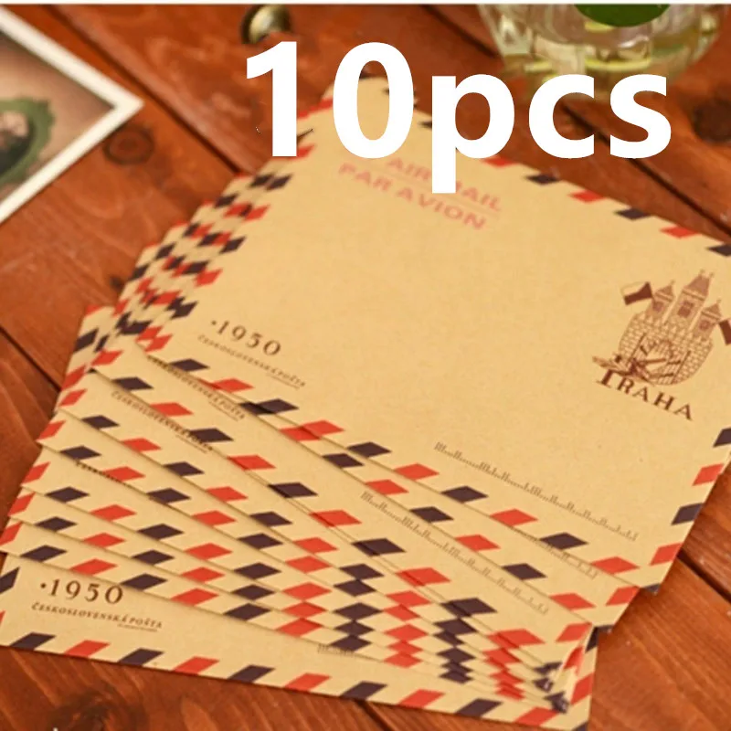 Letter Envelope Kraft - レトロな文房具収納紙、人気の封筒、ポストカードレター、耐久性のあるクラフト、学用品、9.7*7.5cm、10個