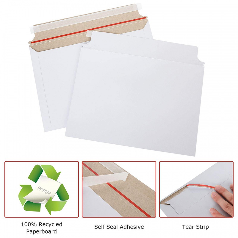 Letter Envelope Kraft - 25枚入り ホワイトリジッドメーラー 平らに保たれる封筒 剥がしてシールで留めるタイプ 写真プリント用 段ボール封筒メーラー