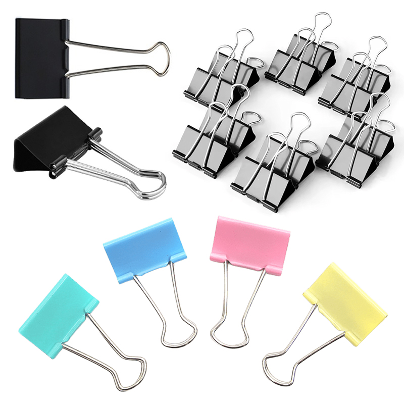 Supply Of Office Stationery - 10 個 25 ミリメートルサイズ金属バインダークリップ黒カラフルな 2 スタイル利用可能なロングテールクリップ家庭用オフィス学校文具用品