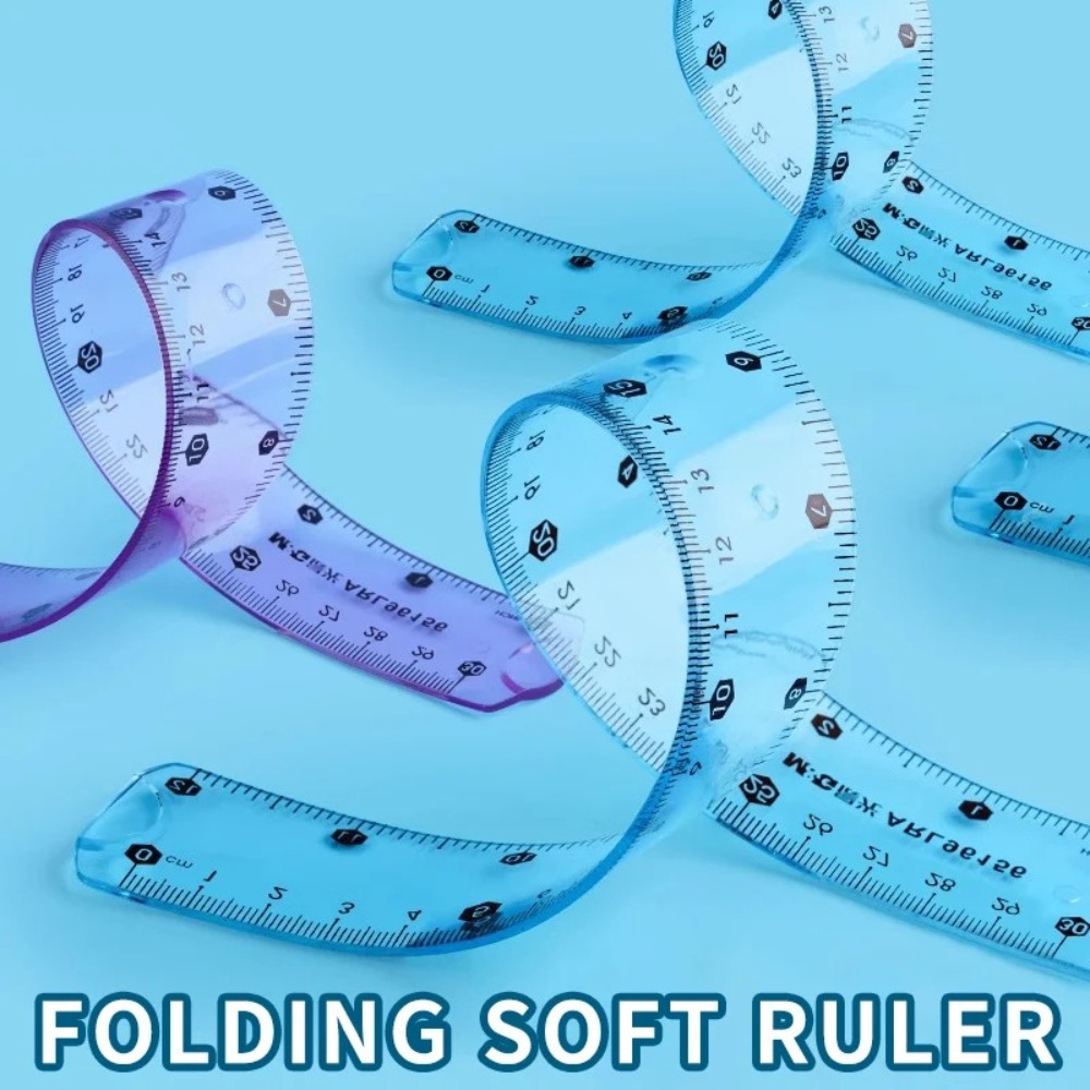 Ruler Set Transparent - 1/3個入り透明ソフト定規、柔軟な耐衝撃性ストレートエッジ、オフィス図面用折りたたみ定規、測定ツール文房具