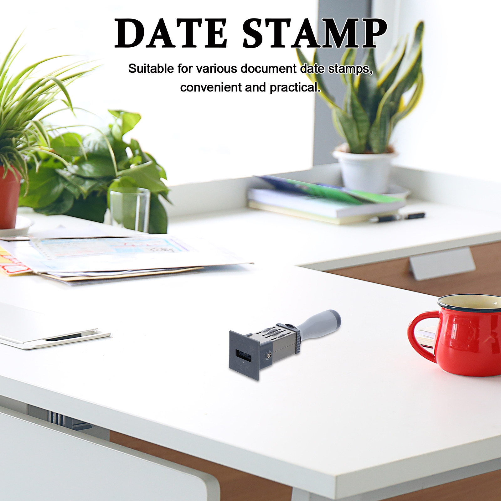 Self Inking Stamp - 日付スタンプ セルフインキング カスタマイズ可能 ポータブル オフィス用日付スタンプ ブルーマーカー