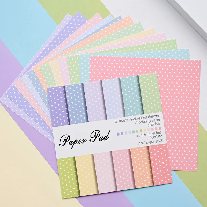 Graph Paper Pad - 12枚入り 6インチ×6インチ ドットグリッドパターン クラフト紙 手作りアートペーパー 背景パッド