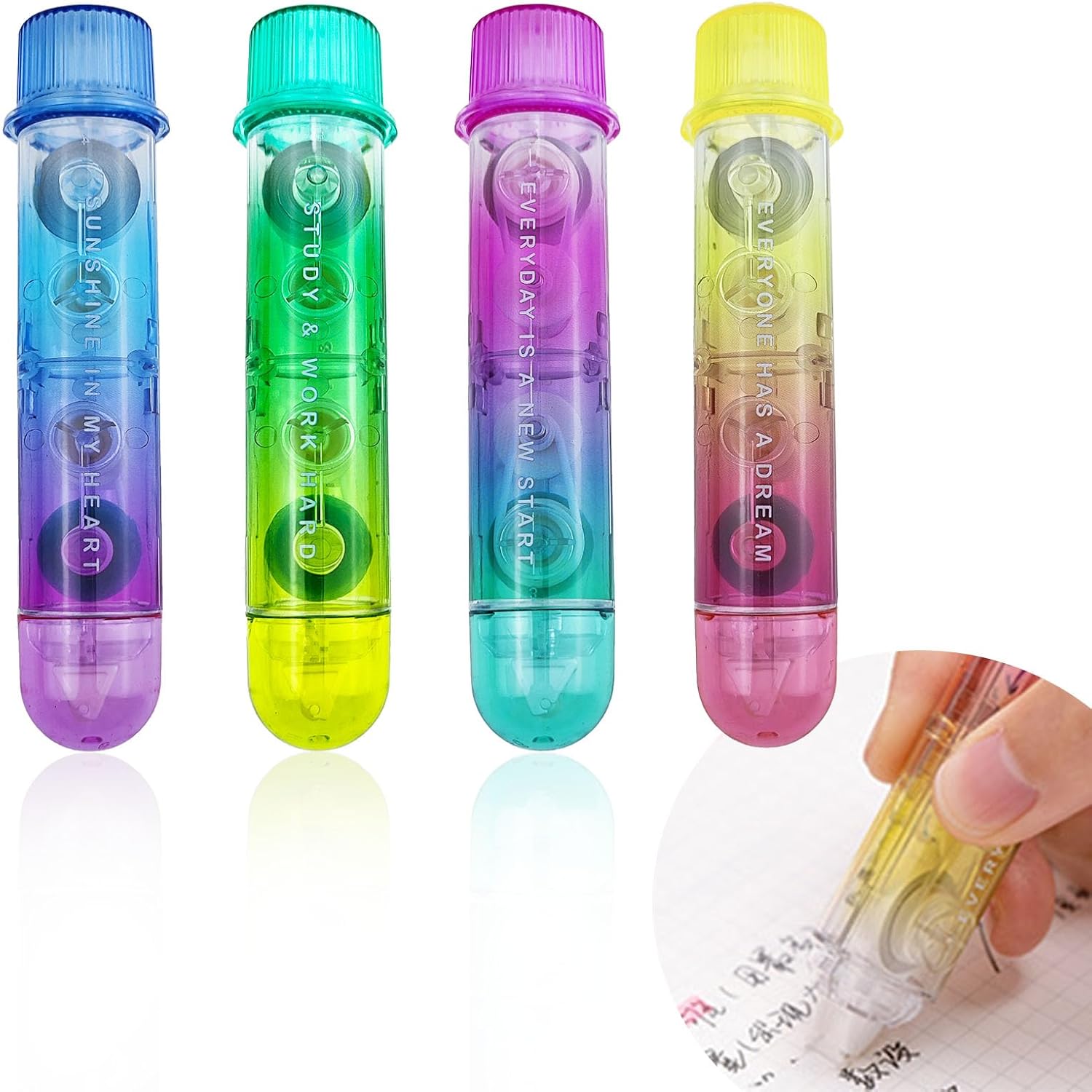 Correction Tape Roller - 4 パック 2 In1 ホワイトアウト修正テープと粘着ドット付き両面テープローラー両面テープローラー修正ペン