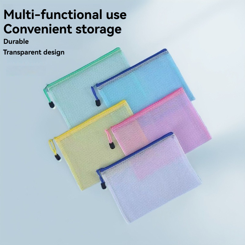Is Stationery Office Supply - 5 個文具収納フォルダーファイルメッシュジッパーポーチ A4/A5/A6 ドキュメントバッグジップファイルフォルダー学校事務用品