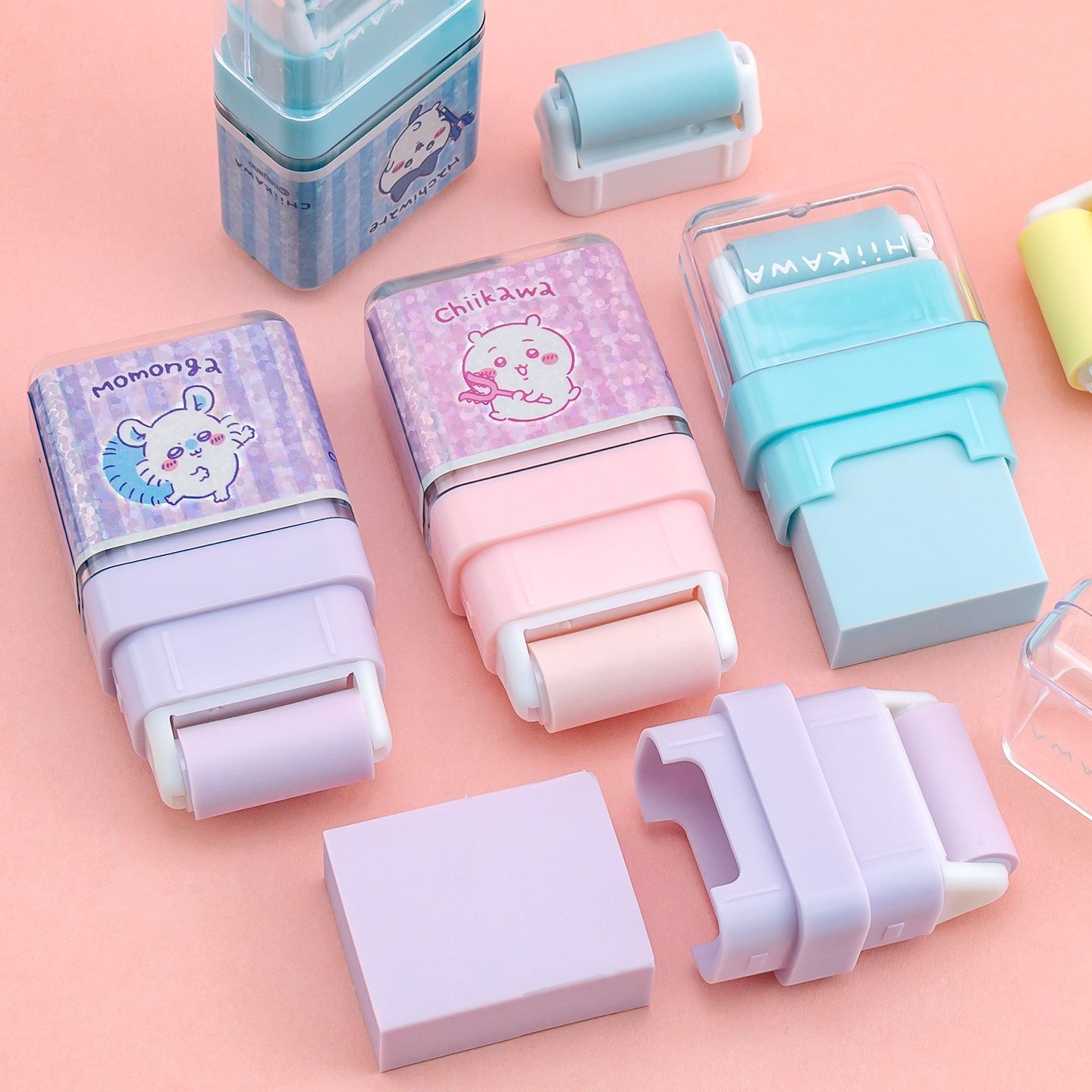 Ideal Stationery & Office Supply - かわいいちいかわ モモンガ 2-in-1 漫画ハチワレうさぎローラー消しゴム 学生用お絵かき文房具 残り物が少ない