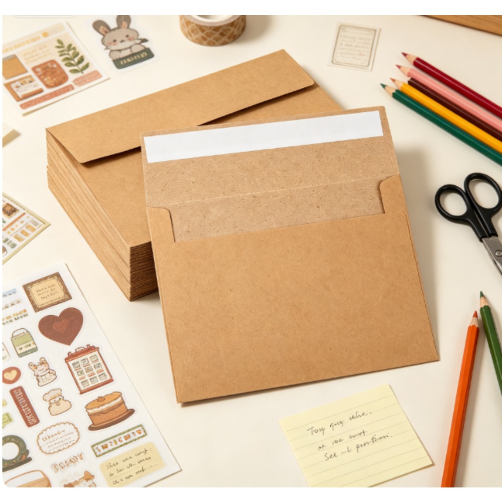 Letter Envelope Kraft - 50枚入りクラフト紙封筒 - 4 x 6インチの茶色のクラフト紙封筒、招待状、グリーティングカード、ポストカードに適しています。