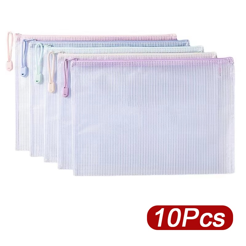 Is Stationery Office Supply - 5-30 個ジッパーメッシュバッグ A4/A5 プラスチックジッパーバッグ整理防水旅行ドキュメントバッグ事務用品学校文具用