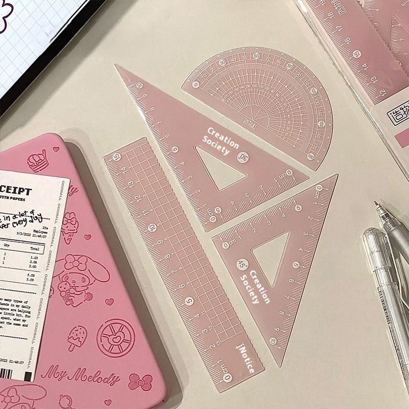 Ruler Set Transparent - 4 ピース/セット透明測定定規学生ギフト 15 センチメートルゼリー定規セット厚みのある測定文具セット正方形