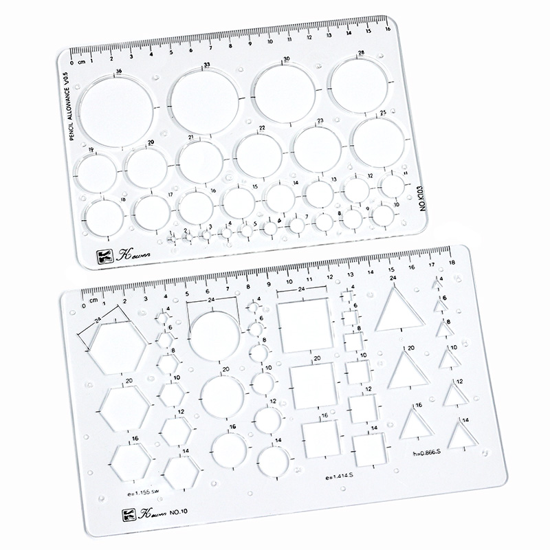 Ruler Set Transparent - 透明図面サイズ正方形正方形定規六角三角定規図面デザイン定規スケールライン