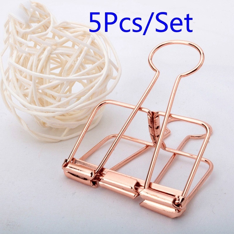 Binder Clip Assorted - 5 個ローズゴールドバインダークリップペーパークリップオフィス学用品バインディング用品ファイルバッグドキュメントバッグクリップ金属クリップ