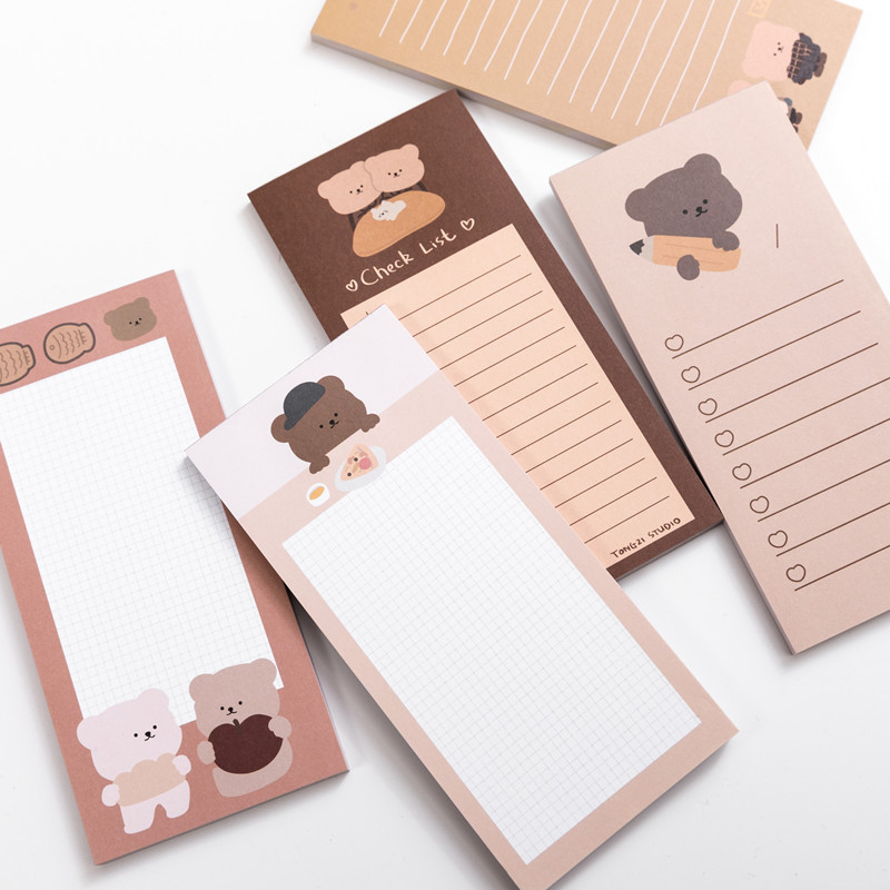 Office Stationery Supply List - 韓国のクマのクッキーの装飾メモ帳、メッセージパッド、メモ文房具、事務用品、カワイイ、かわいい
