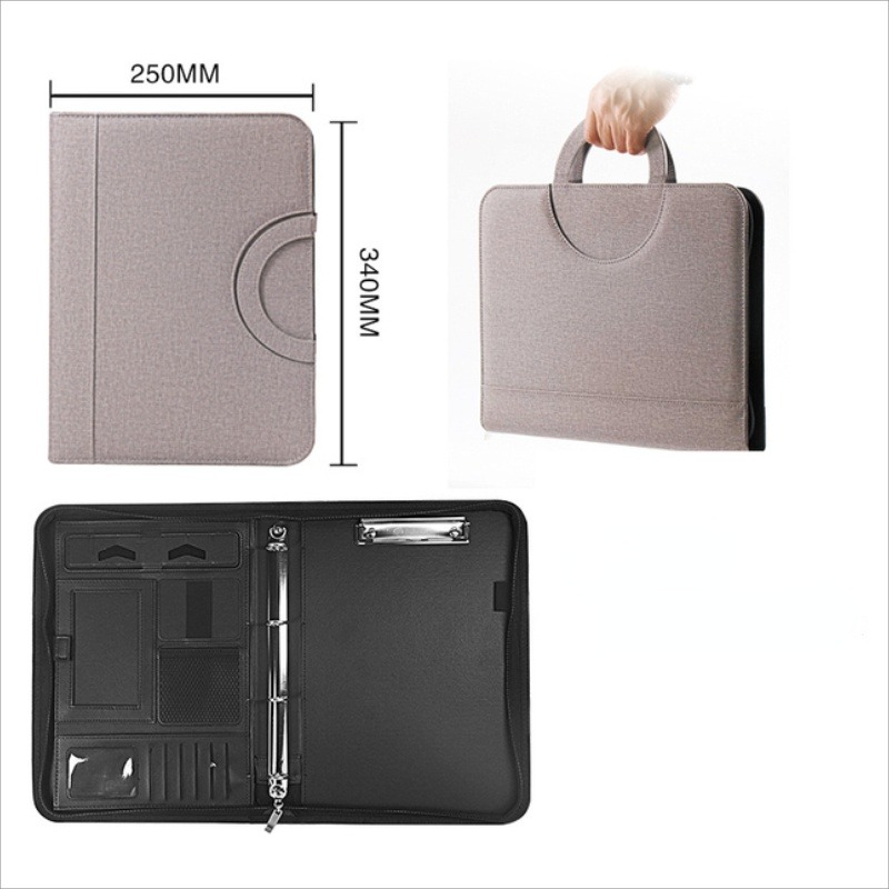 Portfolio Folder Zip - 1Pc A4 PU レザージッパーファイルフォルダーバッグドキュメントホルダー電卓付きポータブルビジネススクール管理ブリーフケース