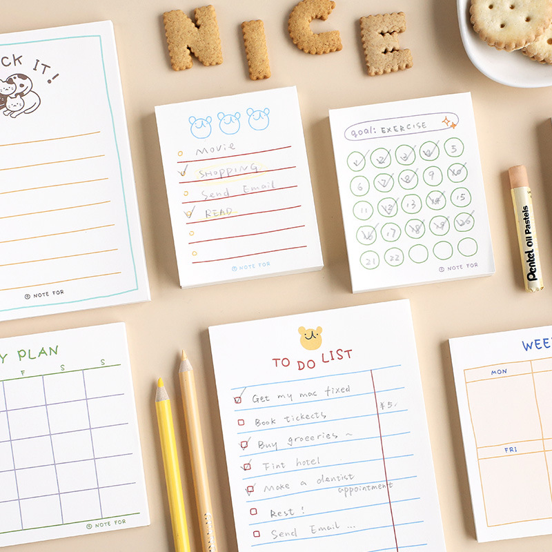 Office Stationery Supply List - 100枚/50枚入り キュートプランシリーズ メモ帳 かわいいToDoリスト ウィークリープラン デイリープラン