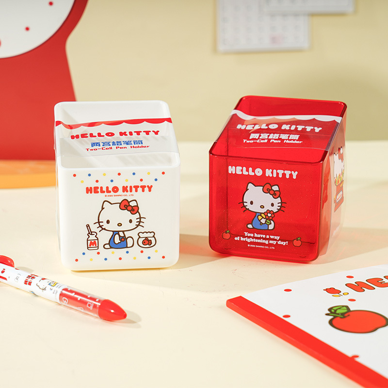 Ideal Stationery & Office Supply - ハローキティの仕切り付きペンシルホルダー、文房具収納ボックス、学習机上の文房具や化粧道具の整理に最適