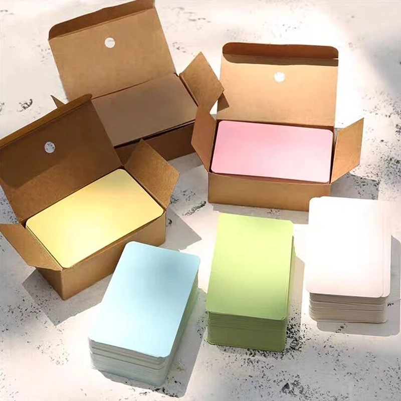 Letter Envelope Kraft - 100 個クラフト紙白紙グリーティングカードはがきと封筒ラウンドエッジレタリングメッセージノートラベルホワイトブラック
