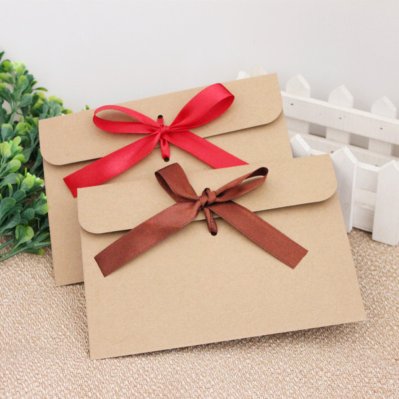 10 個レトロクラフト封筒バッグリボンボウ CD ホルダーグ - Letter Envelope Kraft のレビューと価格