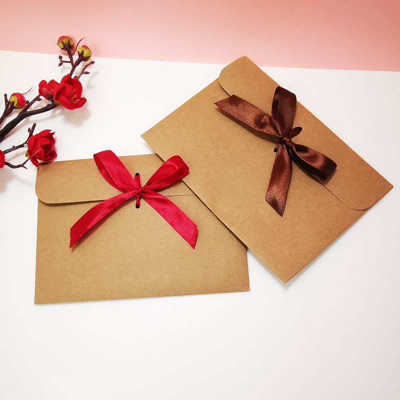 10 個レトロクラフト封筒バッグリボンボウ CD ホルダーグ - Letter Envelope Kraft のレビューと価格