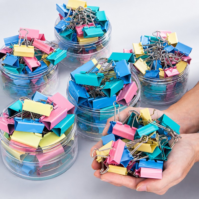 40個入り/セット 長いカラフルな金属製バインダークリップ、 - Binder Clip Assorted のレビューと価格