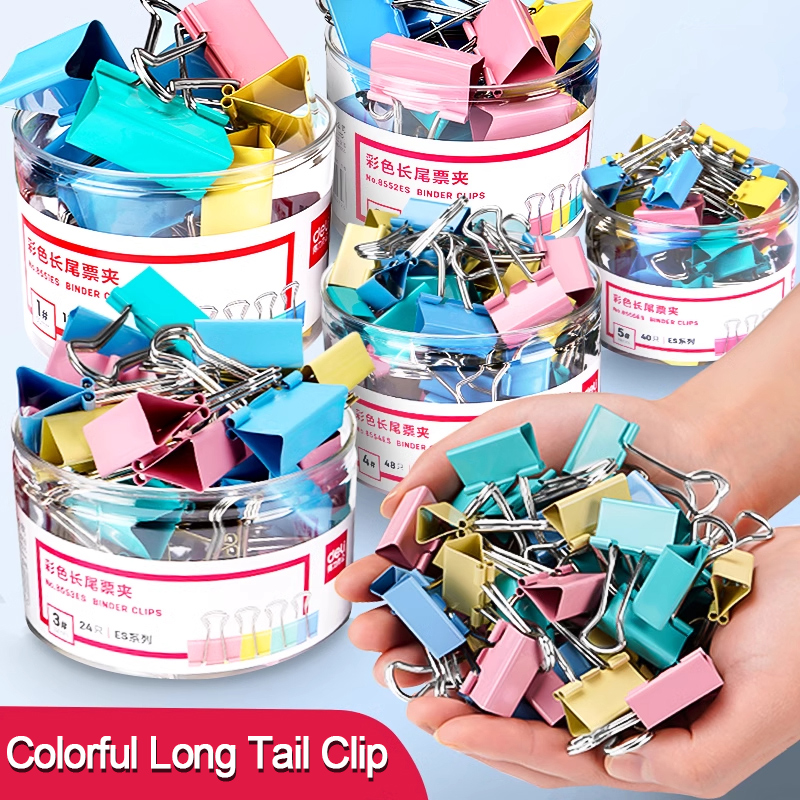 40個入り/セット 長いカラフルな金属製バインダークリップ、 - Binder Clip Assorted のレビューと価格