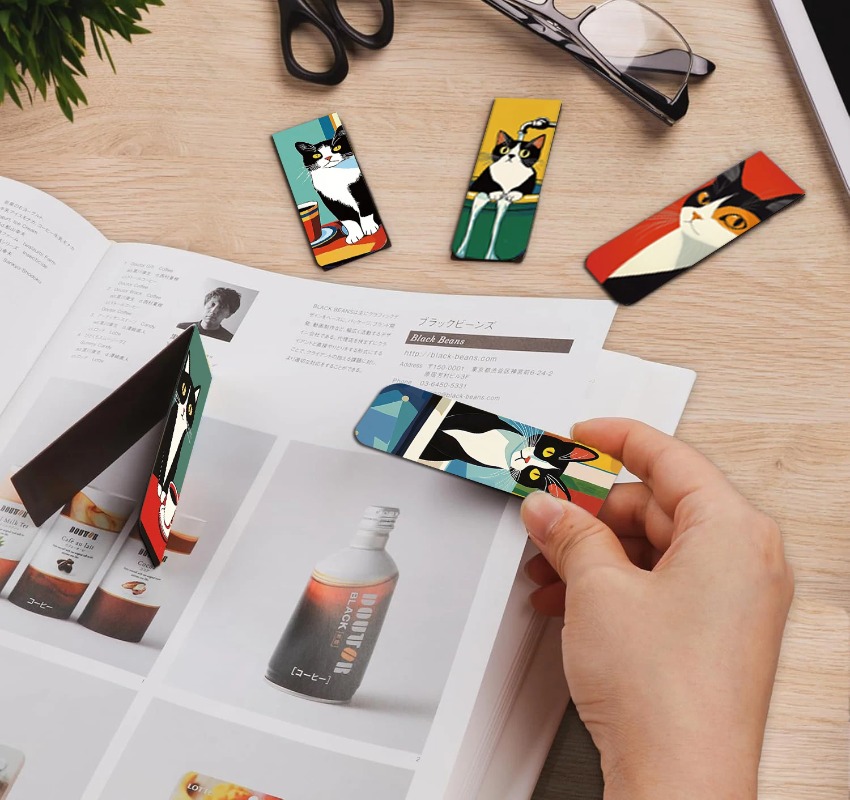 5 個のシンプルで楽しい猫磁気ブックマーク読書アイテムページ - Office Supply Office Stationery Items のレビューと価格