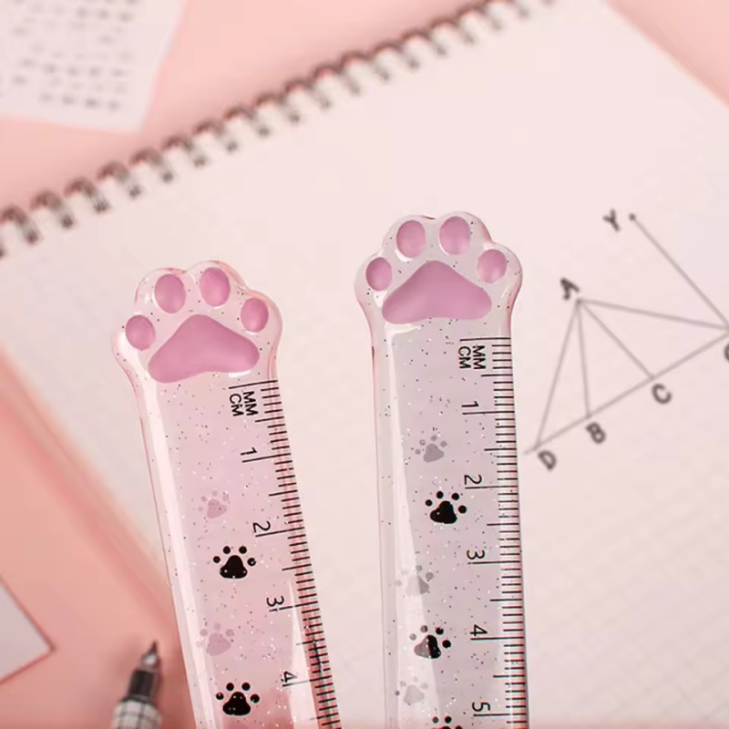 1 個猫の足デザイン定規測定描画機能透明プラスチック定規学生 - Ruler Set Transparent のレビューと価格