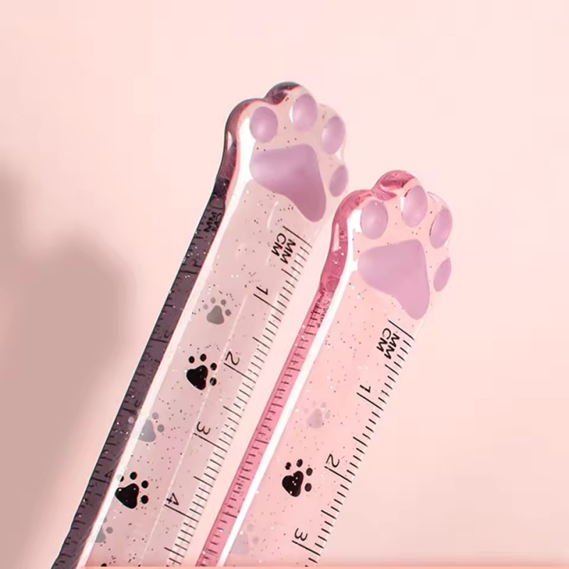 1 個猫の足デザイン定規測定描画機能透明プラスチック定規学生 - Ruler Set Transparent のレビューと価格