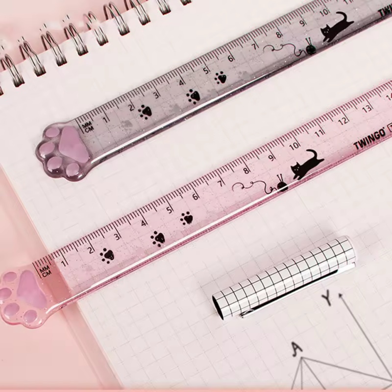 1 個猫の足デザイン定規測定描画機能透明プラスチック定規学生 - Ruler Set Transparent のレビューと価格