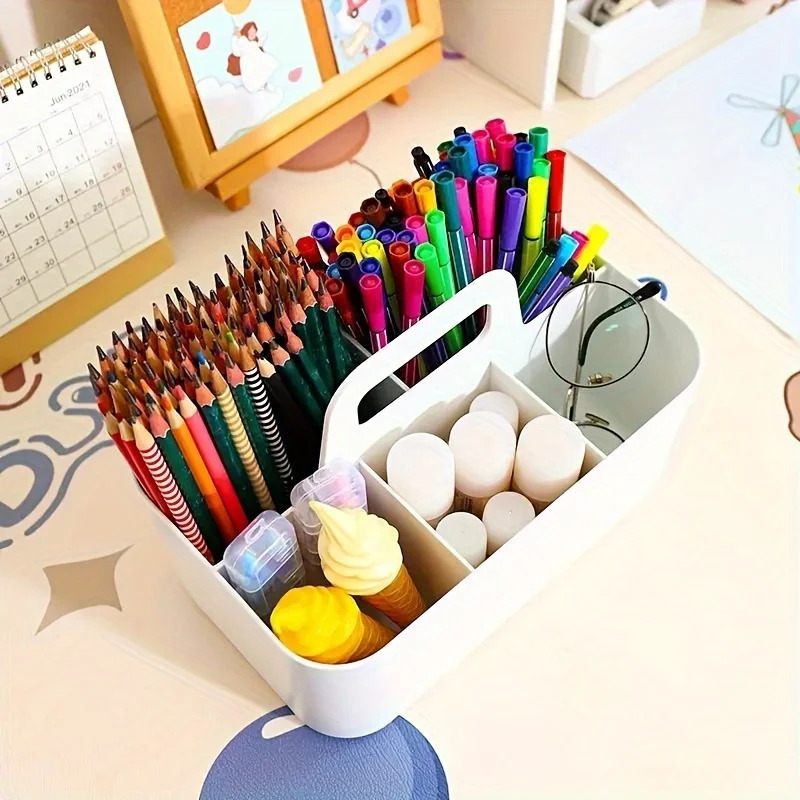 ポータブル5コンパートメント収納バスケット - ハンドル付き - Ideal Stationery & Office Supply のレビューと価格
