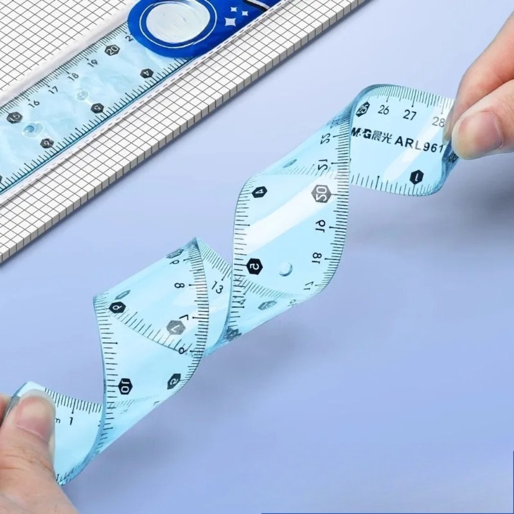 1/3個入り透明ソフト定規、柔軟な耐衝撃性ストレートエッジ、 - Ruler Set Transparent のレビューと価格