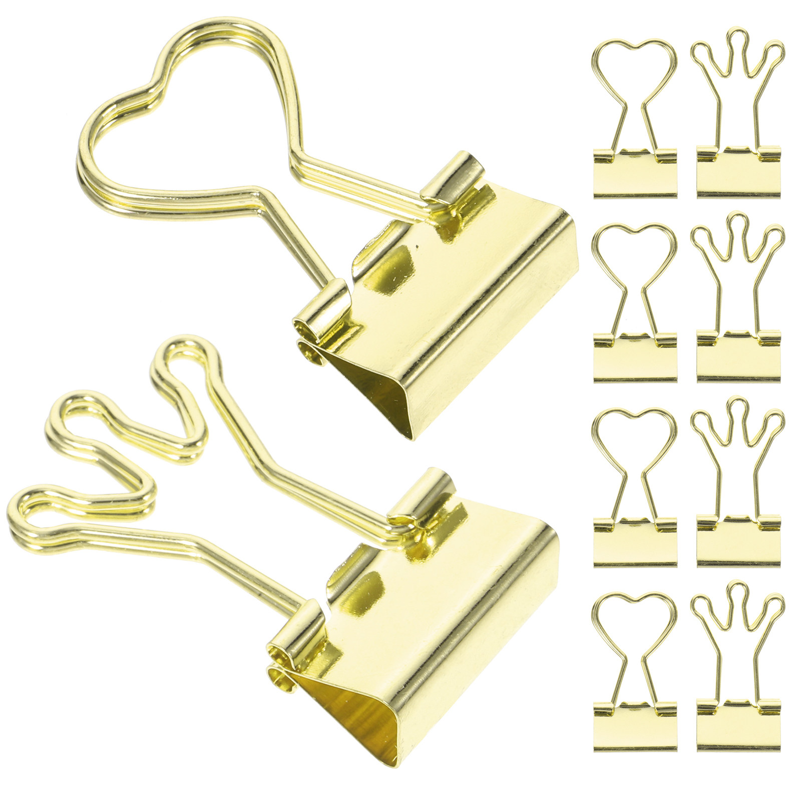 10個入り ハート型テールバインダークリップ 金属製オフィス - Binder Clip Assorted のレビューと価格