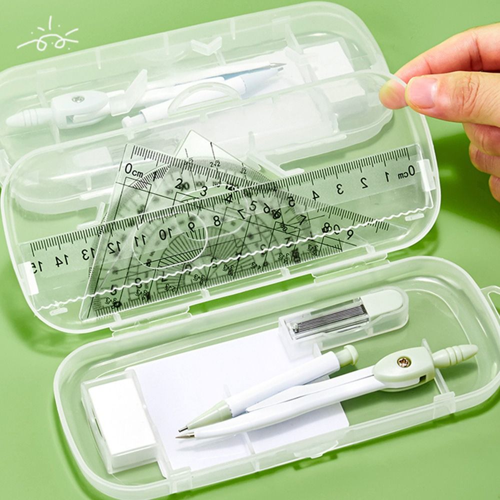 8 ピース/セットプラスチック定規コンパスセット消しゴム透明 - Ruler Set Transparent のレビューと価格