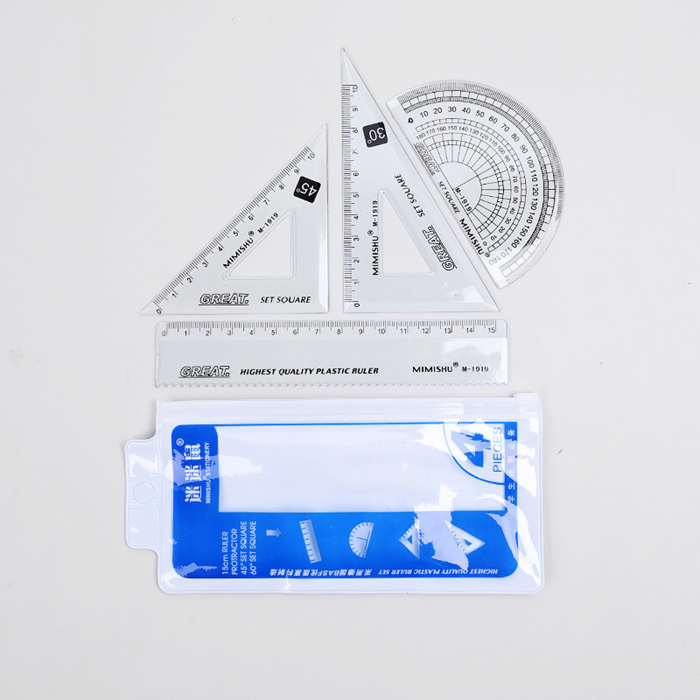 透明プラスチック定規セット学習スケールマーキングオフィス測定 - Ruler Set Transparent のレビューと価格