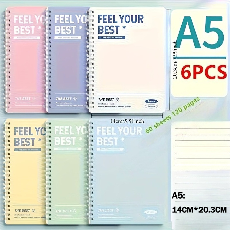 6冊入りスパイラルノート、シンプルなA5/B5ハードカバース - Graph Paper Pad のレビューと価格