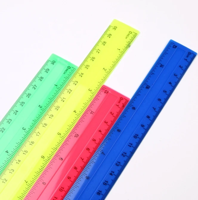 透明なプラスチック製のストレート定規,カワイイ文房具,学校の - Ruler Set Transparent のレビューと価格