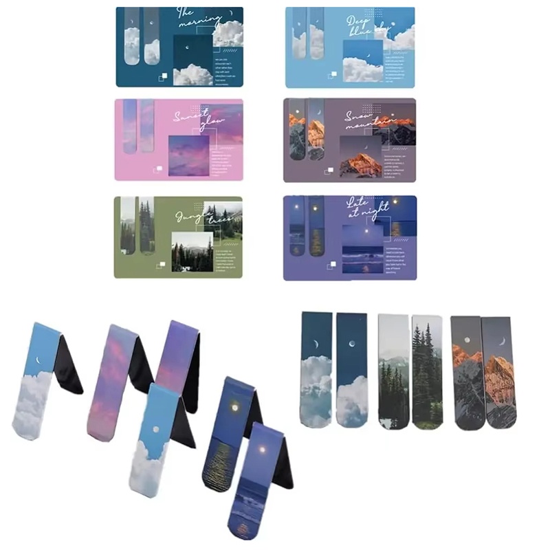2 個の風景テーマの磁気ブックマークマグネットページマーカー - Bookmark Magnetic Clip のレビューと価格