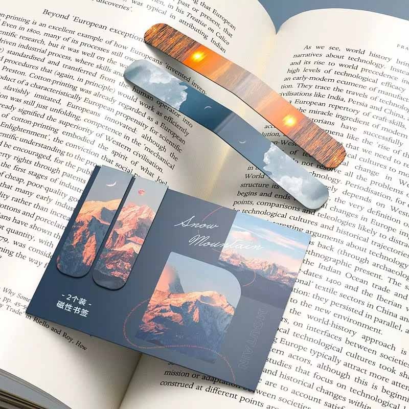 2 個の風景テーマの磁気ブックマークマグネットページマーカー - Bookmark Magnetic Clip のレビューと価格