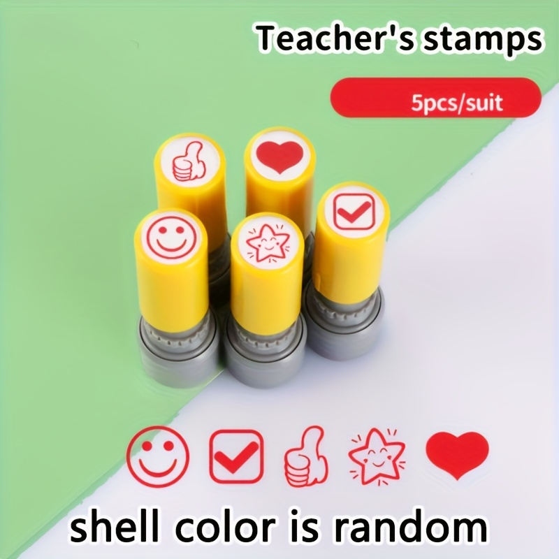 カラフルな先生用スタンプ5個セット セルフインキング先生用評 - Self Inking Stamp のレビューと価格