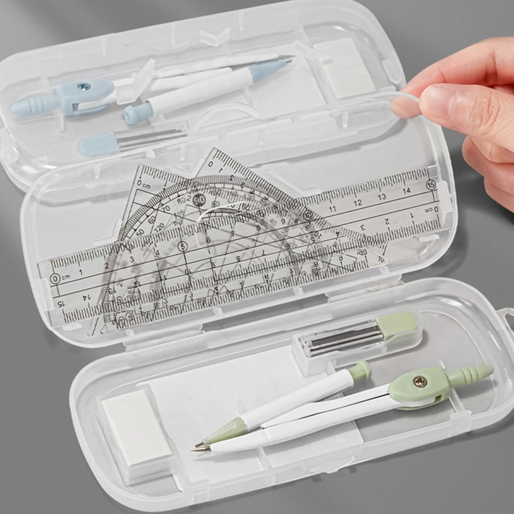 8 ピース/セットプラスチック定規コンパスセット透明消しゴム - Ruler Set Transparent のレビューと価格