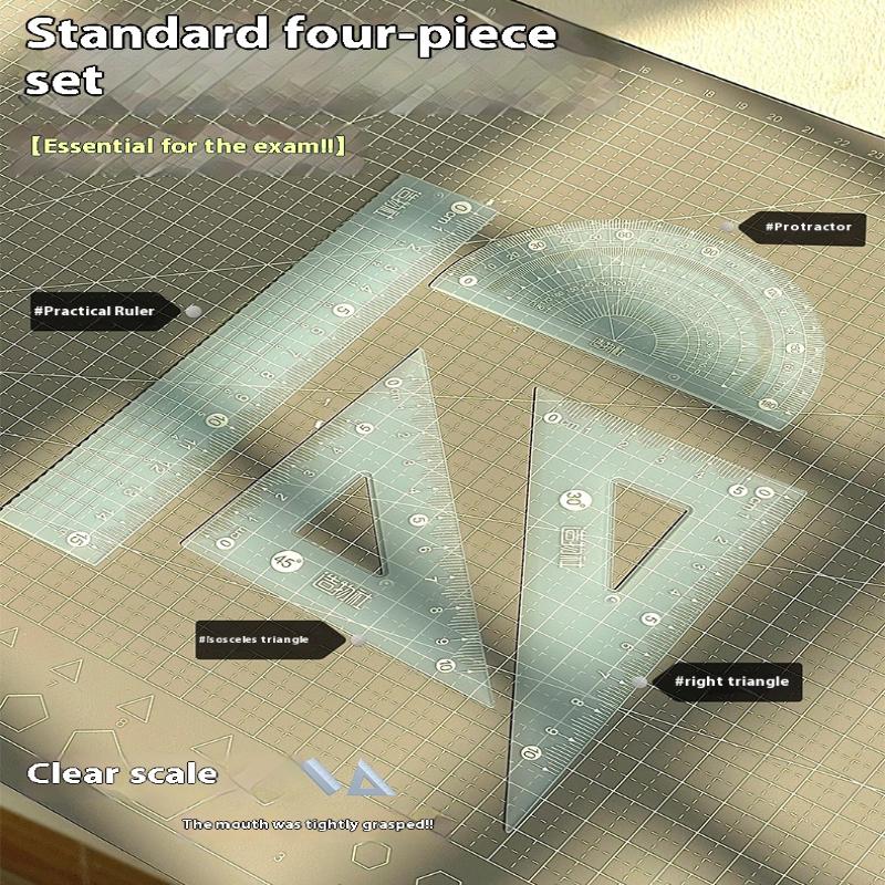 4 ピース/セット透明測定定規学生ギフト 15 センチメート - Ruler Set Transparent のレビューと価格