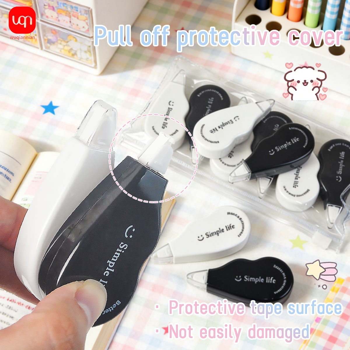 WQN - 白黒ミニ修正テープツール、子供や学生向けの斬新な - Office Supply Office Stationery Items のレビューと価格