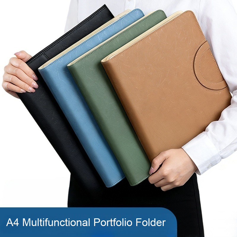 多機能 A4 PU レザービジネスポートフォリオフォルダーリ - Binder Clip Assorted のレビューと価格