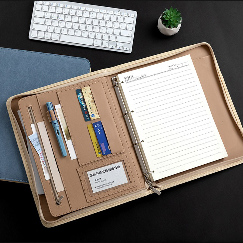 多機能 A4 PU レザービジネスポートフォリオフォルダーリ - Binder Clip Assorted のレビューと価格