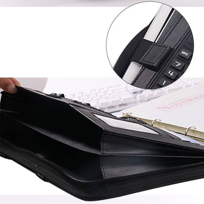1Pc A4 PU レザージッパーファイルフォルダーバッグド - Portfolio Folder Zip のレビューと価格