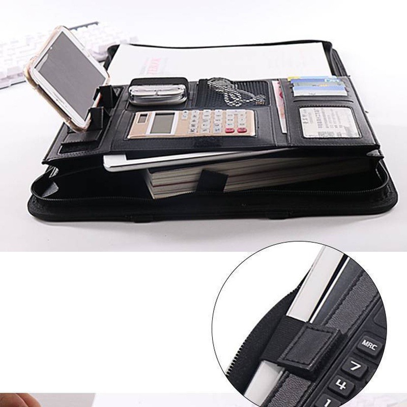 1Pc A4 PU レザージッパーファイルフォルダーバッグド - Portfolio Folder Zip のレビューと価格