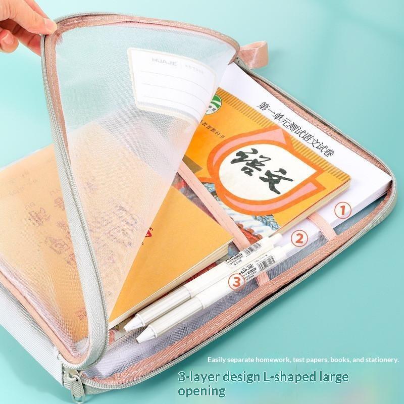 A4文具収納バッグ 二層メッシュジッパーバッグ 大容量オーガ - Is Stationery Office Supply のレビューと価格