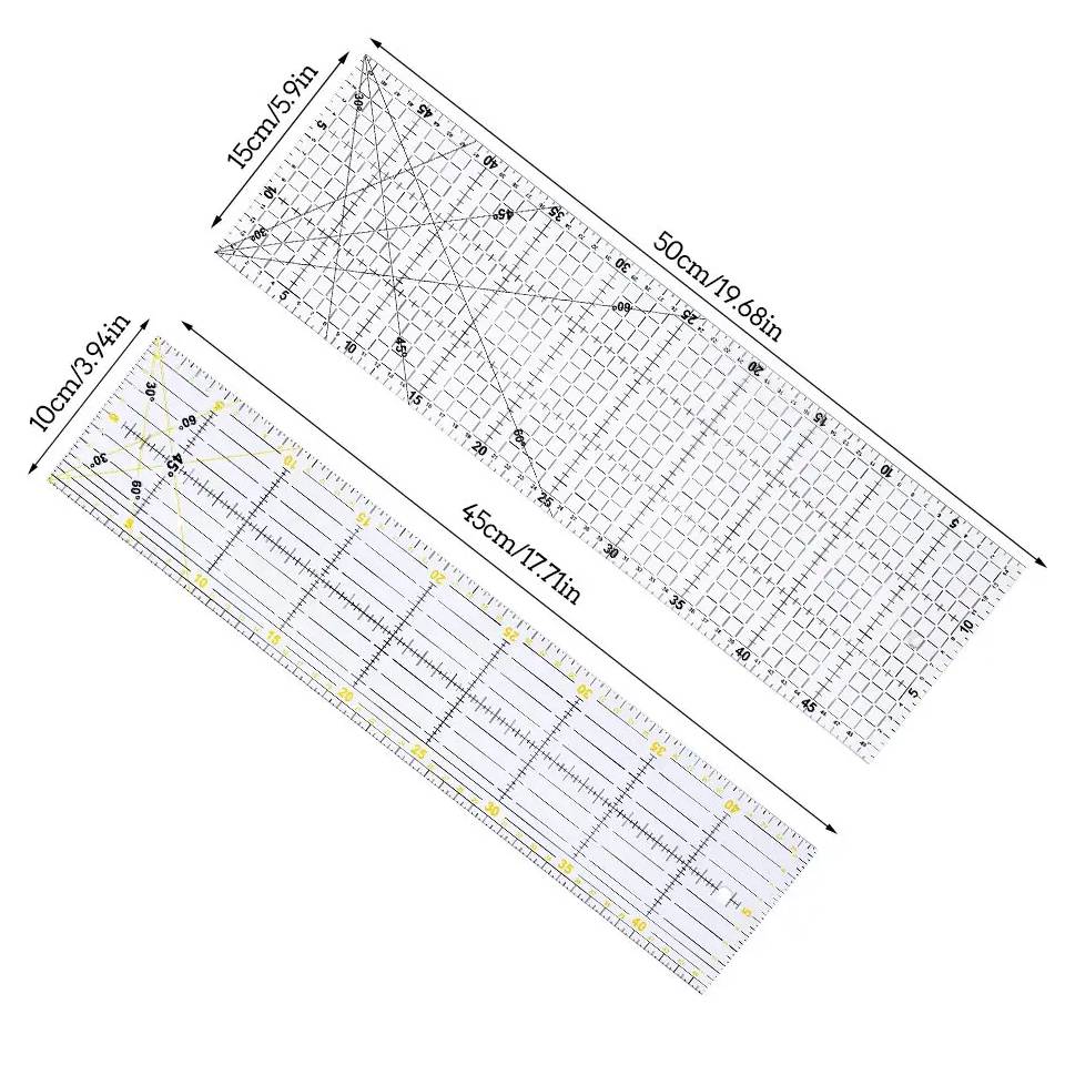 Fenrryマルチサイズアクリルパッチワーク定規透明描画定規 - Ruler Set Transparent のレビューと価格